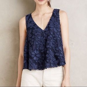 Anthropologie Maeve Kenia Swing Blue Top Size L